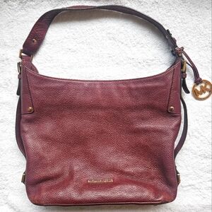Michael kors Burgundy Maroon red pebbled leather purse handbag Shoulder Bag